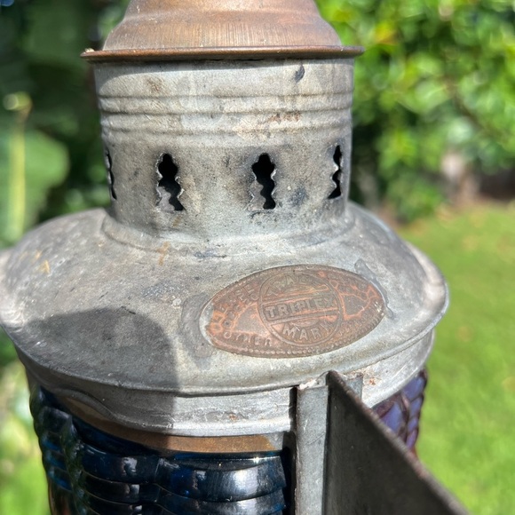 Antique 1913 Perko Triplex Nautical Lantern Glass Ship Lamp Maritime Light - Picture 6 of 14